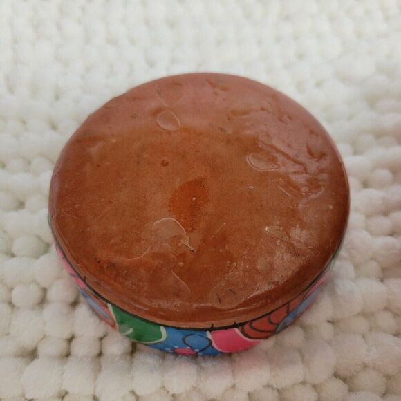 Mexican Red Clay Pottery SUN dish lid hand painted trinket box jewelry Folk Art - Picture 7 of 8